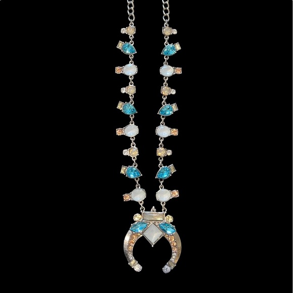 Guess Jewelry - Guess Horseshoe Crystal Necklace blue Citrine Opalescent Stones 18”-22” Stones